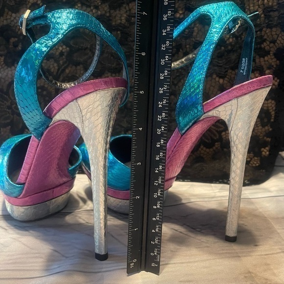 Brian Atwood Fontenay Hologram Snake Embossed Platform Pump sz 7.5 Brand New 🔥 - Picture 5 of 12